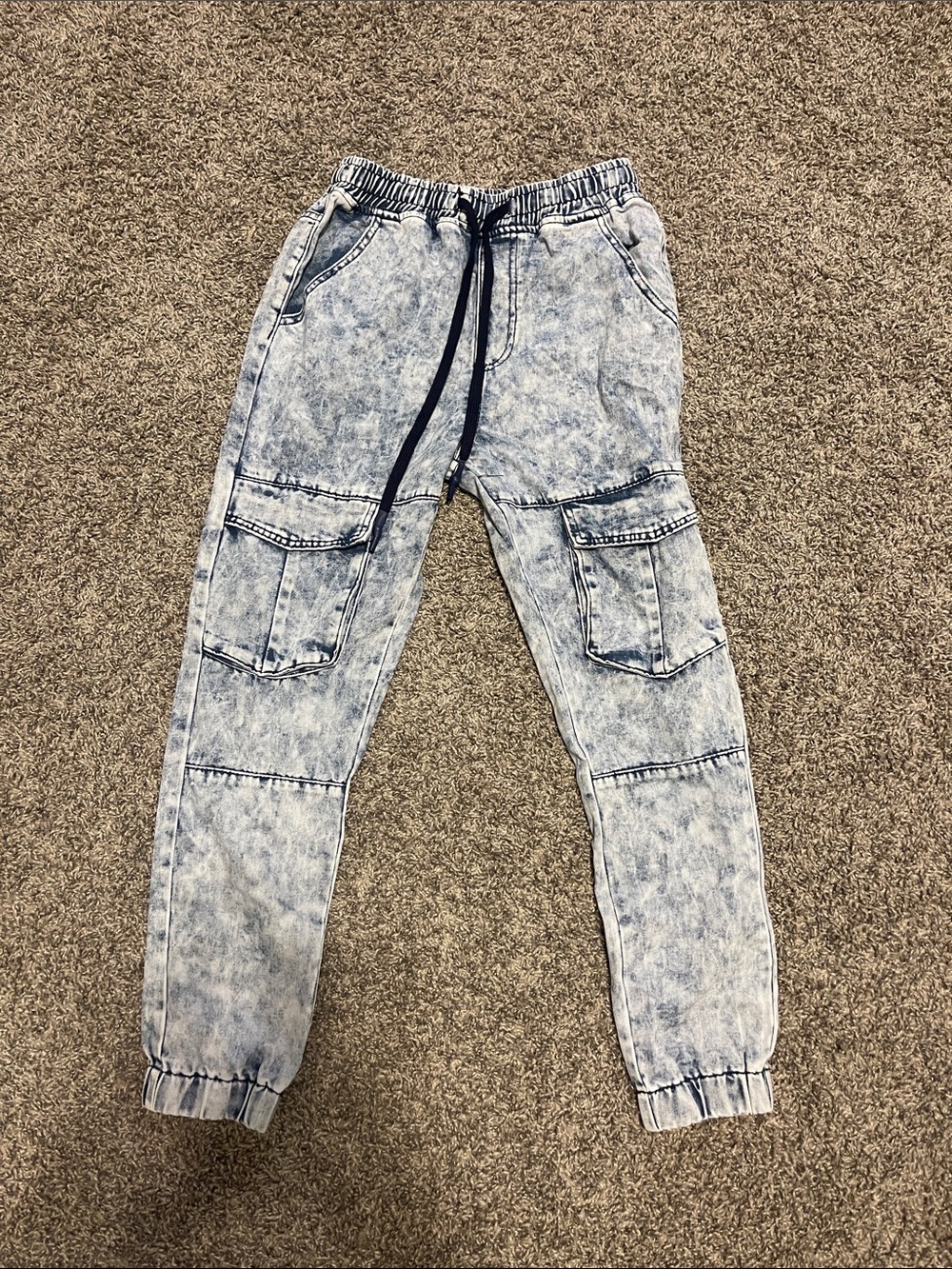 Jealous Tomato Blue Acid-Wash Denim Joggers